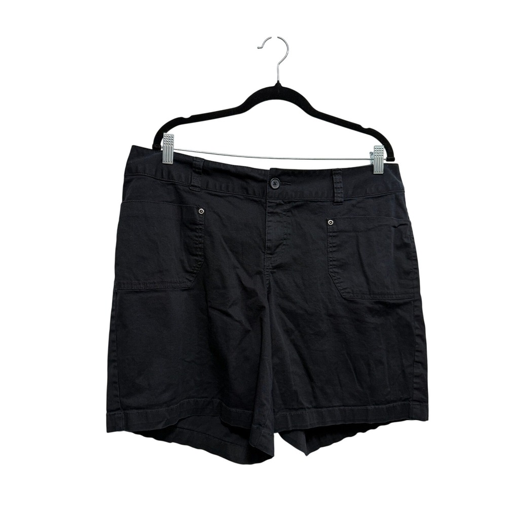 Lane Bryant Womens Black Stretch Cotton Patch Pocket Chino Shorts‎ Size 16